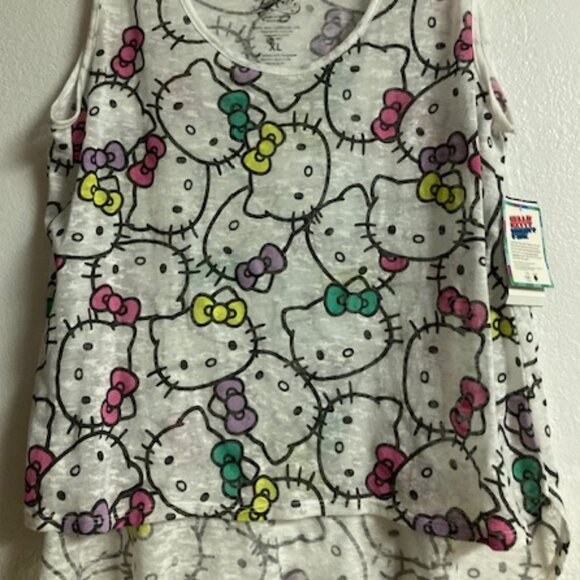 HELLO KITTY BY SANRIO KITTY GALORE 2014 HIGH-LOW SHIRT TOP COTT/POLY NWT (JR) XL - Picture 4 of 14